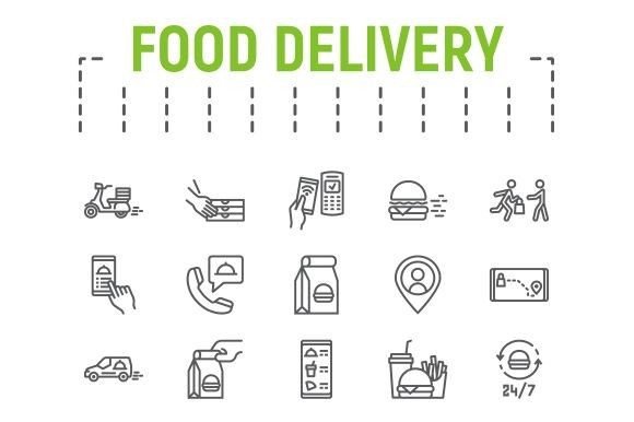 Download Food Delivery Line Icon Set - Premium Resources
