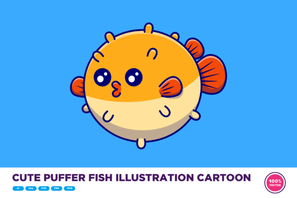 Download Cute Puffer Fish Illustration Cartoon - Premium Bundle