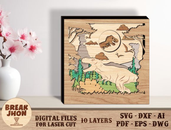 Download Dinosaur Layered Cut File - Break Jhon - Layered cut file Collection